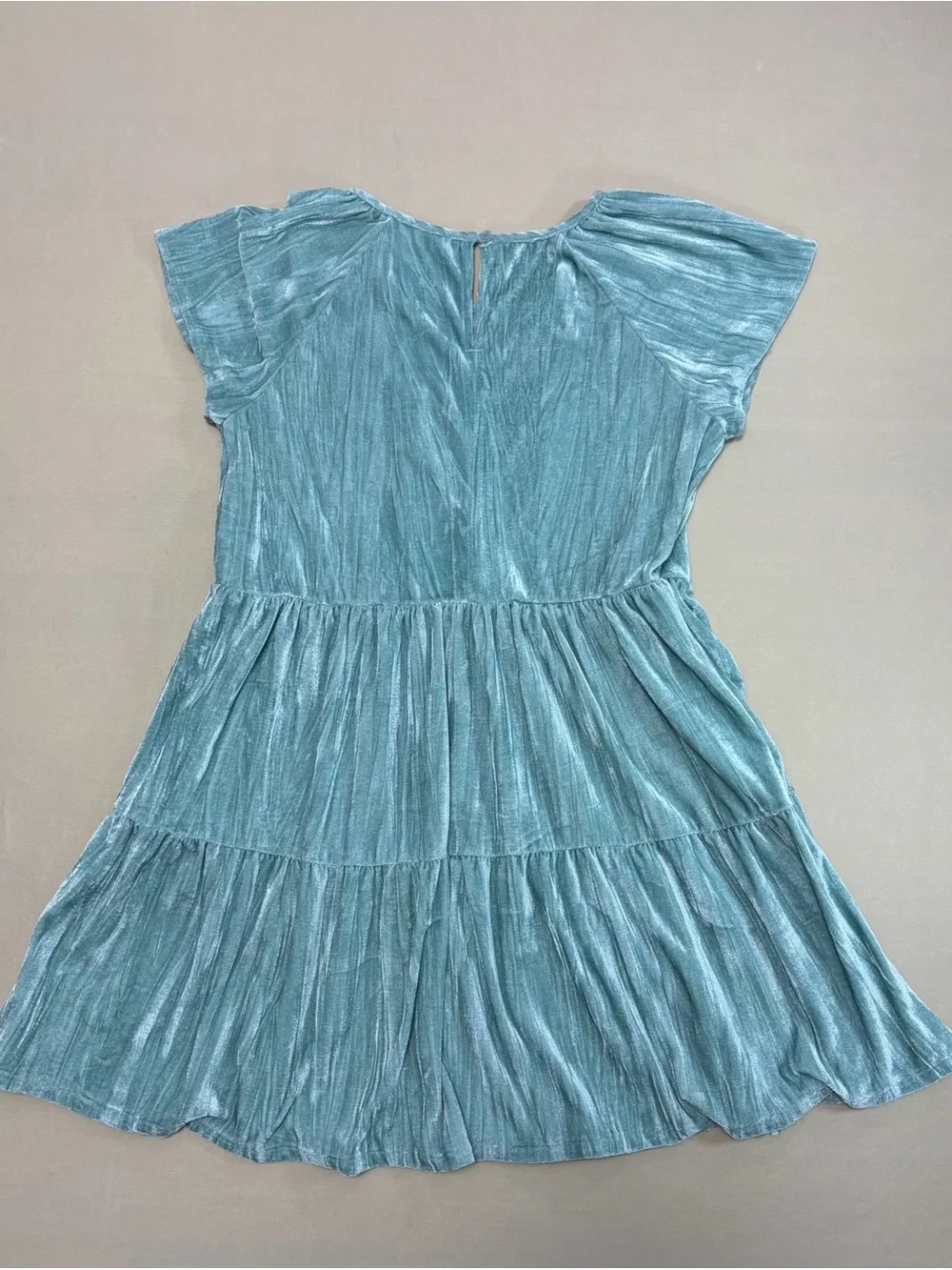 Gap Girls Light Teal Tiered Short Sleeve Velour Dress Size XXL